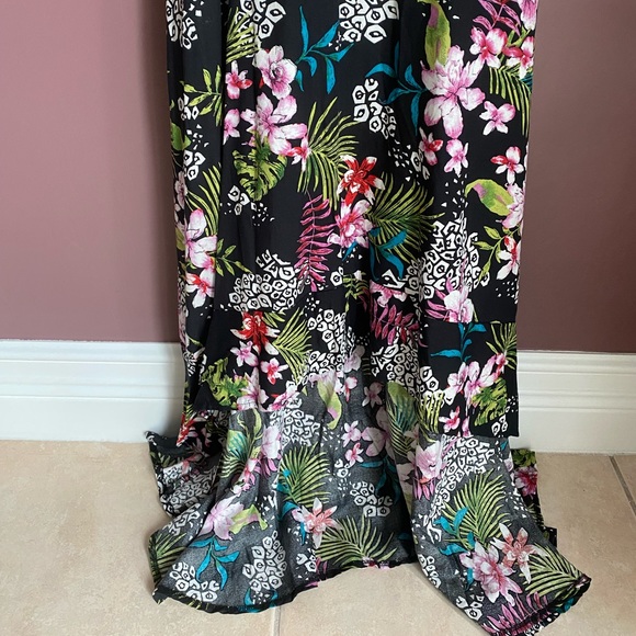 Boho Me Collection Spaghetti Strap High Low Ruffle Hem Floral Maxi Dress small - Picture 6 of 15